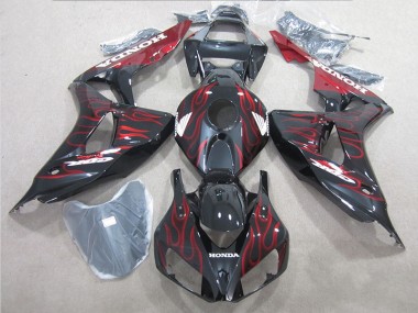 Carénage Moto CBR 1000 RR 06-07 - Noir Rouge Flamme