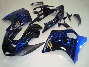 Carénage Moto CBR 1100 XX Blackbird 96-07 - Noir Bleu Flamme