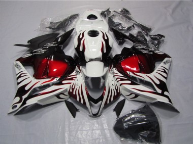 Carénage Moto CBR 600 RR 09-12 - Blanc Noir Rouge Flamme