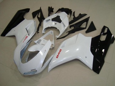 Carénage Moto Ducati 848 1098 1198 07-14 - Blanc Nacré Noir