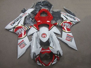 Carénage Moto GSXR 600 K11 11-24 - Blanc Lucky Strike Rouge Motul