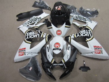 Carénage Moto GSXR 600 K6 06-07 - Noir Blanc Lucky Strike Motul