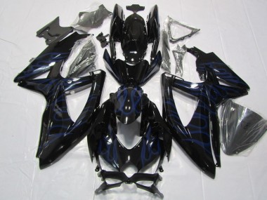 Carénage Moto GSXR 600 K8 08-10 - Noir Bleu Flamme