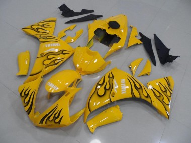 Carénage Moto R1 09-11 - Jaune Noir Flamme