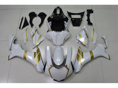 Carénage Moto R1 15-19 - Blanc avec Or Décalque