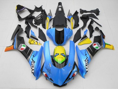 Carénage Moto R1 15-19 - Bleu Jaune Requin