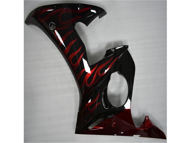 Carénage Moto R6 03-05 - Noir Rouge Flamme Carénage Moto R6 03-05 - Noir Rouge Flamme