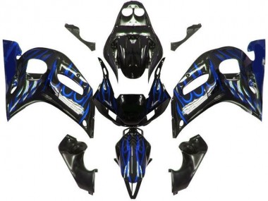 Carénage Moto R6 98-02 - Noir Bleu Flamme