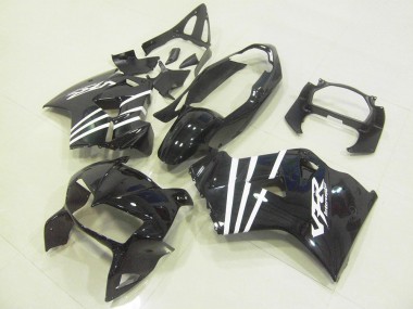 Carénage Moto VFR 800 98-01 - Noir Blanc Bande