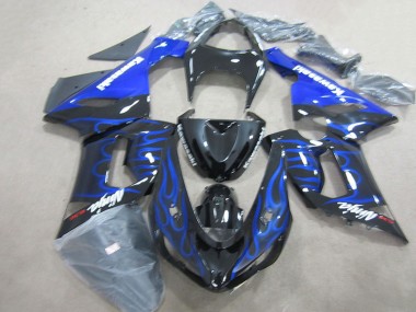 Carénage Moto ZX6R 05-06 - Noir Bleu Flamme Ninja 636