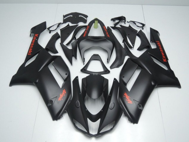 Carénage Moto ZX6R 07-08 - Noir Mat avec Rouge Décalque Carénage Moto ZX6R 07-08 - Noir Mat avec Rouge Décalque