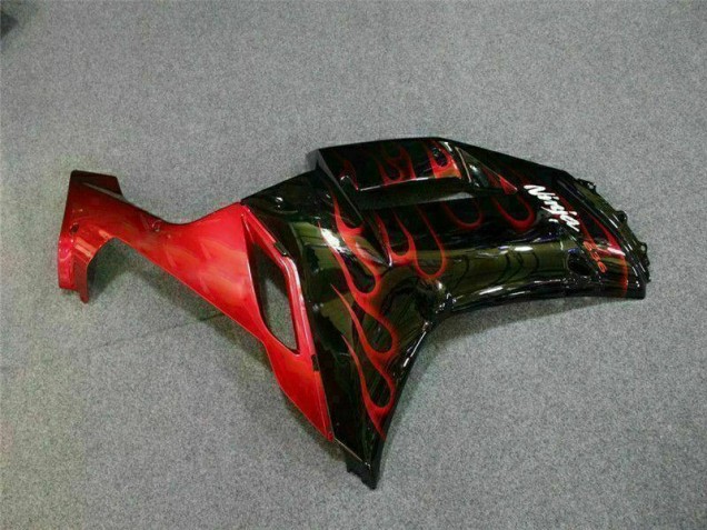 Carénage Moto ZX6R 07-08 - Noir Rouge Flamme Carénage Moto ZX6R 07-08 - Noir Rouge Flamme