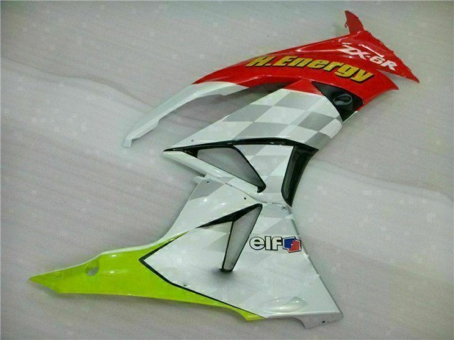 Carénage Moto ZX6R 09-12 - Blanc Rouge H. Énergie