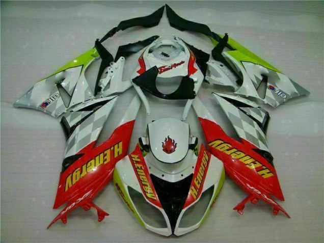 Carénage Moto ZX6R 09-12 - Blanc Rouge H. Énergie