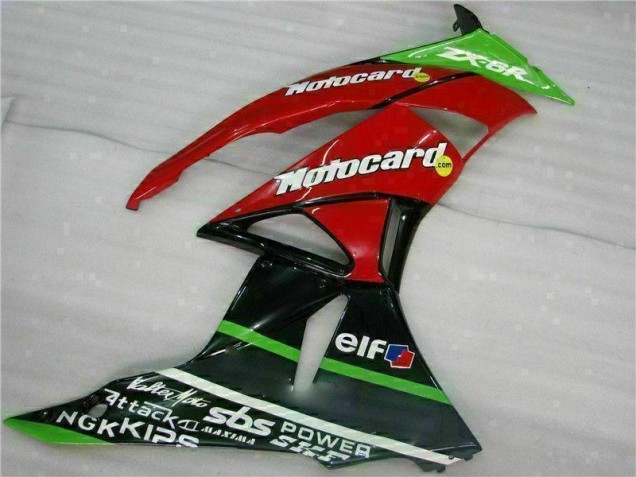 Carénage Moto ZX6R 09-12 - Noir Rouge Vert Motocard Carénage Moto ZX6R 09-12 - Noir Rouge Vert Motocard