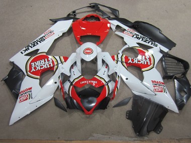 Carénages Moto GSXR 1000 K5 05-06 - Blanc Lucky Strike Rouge Motul