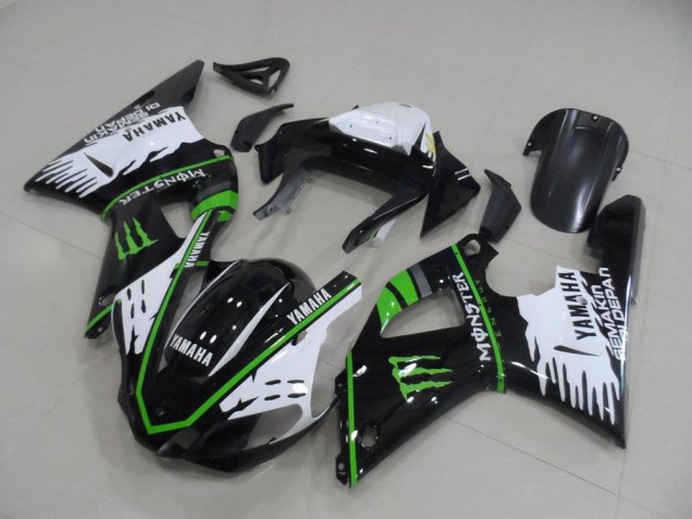 Carénages Moto R1 00-01 - Noir Blanc Vert Monster Carénages Moto R1 00-01 - Noir Blanc Vert Monster