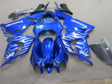 Carénages Moto ZX10R 03-05 - Bleu Blanc Flamme