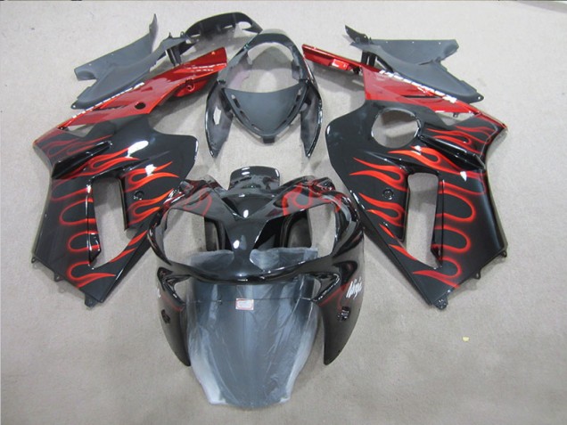 Carénages Moto ZX6R 07-08 - Noir Rouge Flamme Carénages Moto ZX6R 07-08 - Noir Rouge Flamme