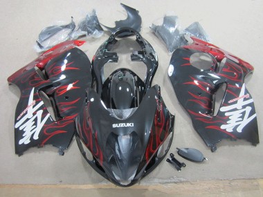 Carrosserie Moto GSXR 1300 Hayabusa 96-07 - Noir Rouge Flamme